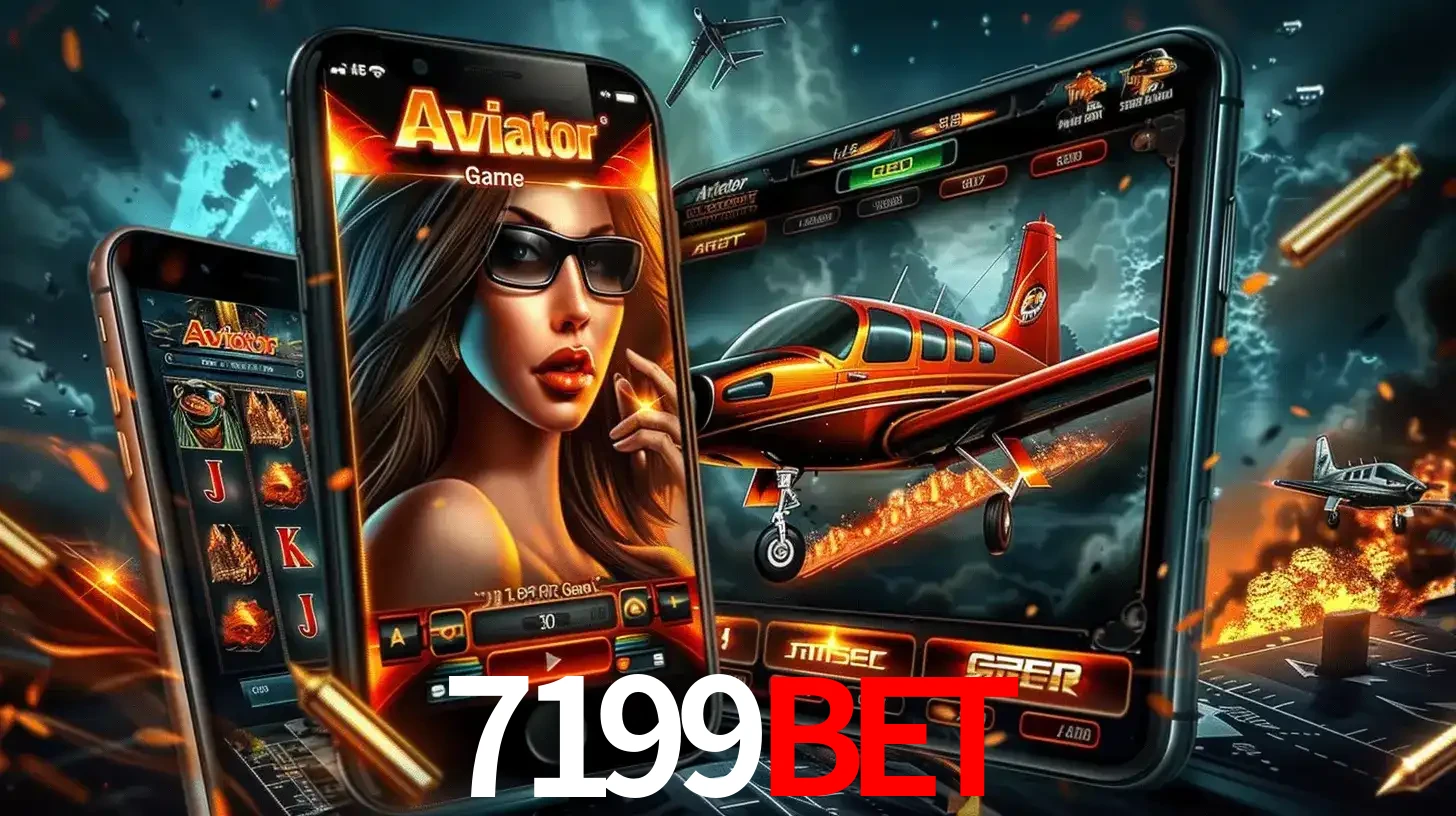 O popular jogo de apostas Aviator exibido em vários celulares e tablets, mostrando a interface emocionante e a ação de voo disponíveis para jogar agora no 7199BET.